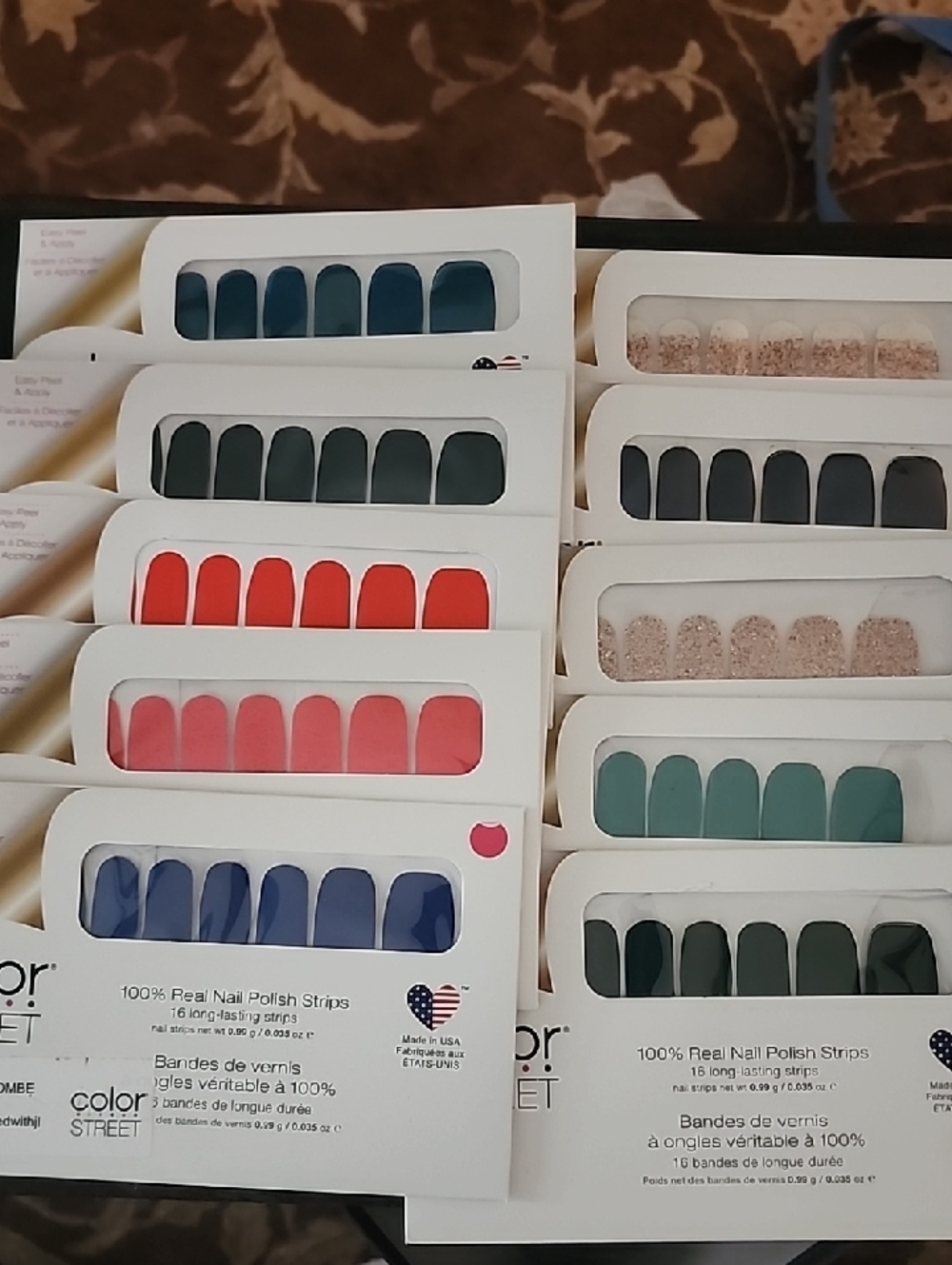 Color Street Nail Polish Strips — Navy, Teal, Coral, Pink & Rose Gold Glitter